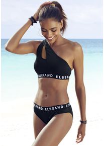 ELBSAND Damen Bustier-Bikini, schwarz, Gr. 34, Microfaser, Bikini-Sets, mit Markenschriftzügen in Kontrastfarbe