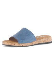 Gabor Damen Pantolette "RHODOS", Gr. 39, blau, Kalbsleder, unifarben, klassisch, Schuhe, Sommerschuh, Komfortschuh, kleiner Stretcheinsatz, Weite G