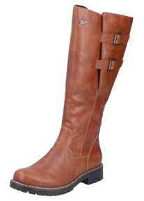 Rieker Damen Winterstiefel, Gr. 38, braun, Lederimitat, klassisch, Schuhe, Langschaftstiefel, Blockabsatz, wasserabweisende RiekerTEX-Membran