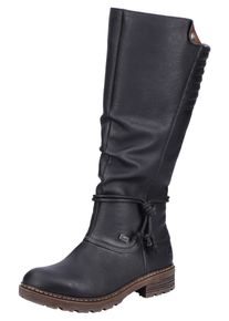 Rieker Damen Winterstiefel, Gr. 38, schwarz, Lederimitat, casual, Schuhe, Langschaftstiefel, Blockabsatz, mit Rieker-TEX-Membran