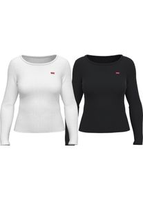 Levi's LEVI'S Damen Langarmshirt "LS 2 Pack Tee", beige, Basic, Gr. M, Jersey, Obermaterial: 100% Baumwolle, Shirts, mit Batwing Logo-Stickerei