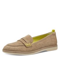 Tamaris Damen Loafer, Gr. 38, beige, Veloursleder, casual, Schuhe, Slipper, Businessschuh, Halbschuh mit Zierriegel