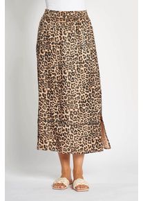 Zhrill Damen Midirock "ANUSHA", beige, casual, Gr. XL, animal-print, Web, Obermaterial: 66% Viskose, 34% Polyester, Röcke, mit Leopard-Print -