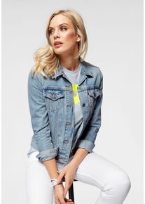 Levi's LEVI'S Damen Jeansjacke "Original Trucker", blau, casual, Gr. S, Destroyed-Effekte, Denim/Jeans, Obermaterial: 79% Baumwolle, 21% Lyocell, Jacken,