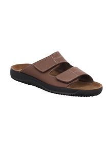 Rohde Herren Pantolette "Soltau-H", Gr. 44, braun, Nubukleder, casual, Schuhe, Sommerschuh, Schlappen, Hausschuh mit Klettverschlüssen