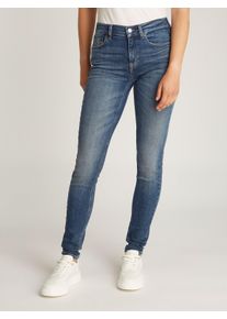 Tommy Jeans Damen Skinny-fit-Jeans "NORA MR SKNY", blau, casual, Gr. 29, unifarben, Denim/Jeans, Obermaterial: 94% Baumwolle, 4% Elastomultiester, 2%