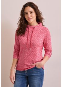Cecil Damen Langarmshirt, rot, casual, Gr. XXL, gemustert, Stoff, 65% Polyester, 32% Viskose, 3% Elasthan, Shirts, aus elastischem Materialmix