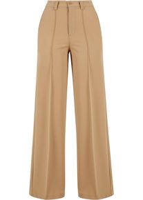 Urban Classics Damen Stoffhose "Urban Classics Damen Ladies Wide Pleated Pants", beige, Gr. 30, unifarben, 77% Polyester, 17% Viskose, 6% Elasthan,