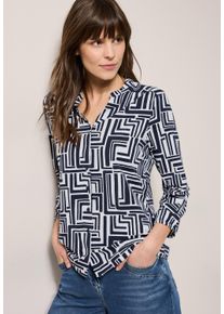Cecil Damen Blusenshirt, blau, casual, Gr. XL, bedruckt, Jersey, Obermaterial: 48% Baumwolle, 48% Modal, 4% Elasthan, Shirts, mit All-Over Print