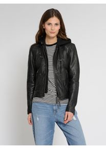 Maze Damen Lederjacke "42021133", schwarz, Gr. XL, Obermaterial: 100% Lammleder / Innenfutter: 100% Polyester / Kapuze: 55% Baumwolle, 45% Polyester,