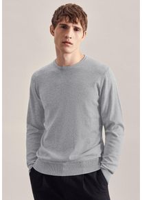 Seidensticker Herren Strickpullover "Schwarze Rose", grau, Gr. S, unifarben, 100% Baumwolle, Pullover, Langarm Rundhals Uni