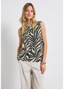 Street One Damen Trägertoppine grove grün, casual, Gr. 44, animal-print, Stoff, 95% Viskose, 5% Elasthan, Tops, mit U-Boot-Ausschnitt