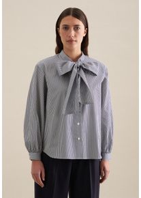Seidensticker Damen Schluppenbluse "Schwarze Rose", blau, Gr. 36, gestreift, 100% Baumwolle, Blusen, Langarm Schluppe Streifen