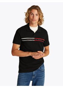 Tommy Jeans Herren Poloshirt "TJM SLIM CHEST FLAG POLO", schwarz, casual, Gr. M, unifarben, Jersey, Obermaterial: 100% Baumwolle, Shirts, Mit