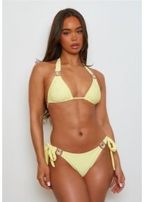 MODA MINX Damen Bikini-Hose "Amour Tie Side Brazilian", gelb, Gr. XL, unifarben, 82% Polyamid, 18% Elasthan, Badehosen, mit stilvollem Steinbesatz