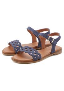 Lascana Damen Sandale "Sommerschuh", Gr. 40, blau, Obermaterial: 100% Rindsleder. Futter: 50% Lederimitat, 50% Polyester. Decksohle: 50% Lederimitat,