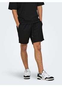 Only & Sons ONLY & SONS Herren Shorts "ONSTEL LIFE PLIZZE SHORTS NOOS", schwarz, modisch, Gr. S, unifarben, Web, Obermaterial: 100% Polyester, Hosen