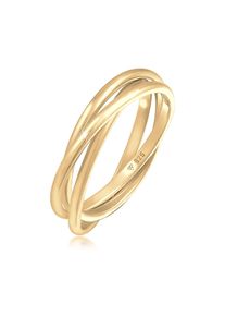 Elli Damen Fingerring "Wickelring Trio Trini Basic 925 Silber", 54mm, ohne Stein, Silber 925 (Sterlingsilber), 1.6mm, gold, Silber 925