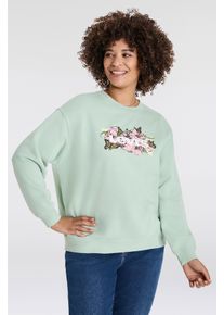 LEVI'S® PLUS LEVI'S PLUS Damen Sweatshirt "PL GR EVERYDAY CREW"lilles and butterflies bw fill silt grün, casual, Gr. XXXL, Sweatware, Obermaterial: 58% Baumwolle,