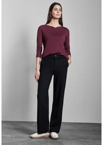 Street One Damen Langarmshirt, rot, casual, Gr. 42, unifarben, Web, 100% Baumwolle, Shirts, aus reiner Baumwolle