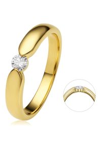 ONE ELEMENT Damen Diamantring "0.17 ct Diamant Brillant Spannfassung Ring aus 585 Gelbgold", 48, Gelbgold 585-Diamanten, gold, Gelbgold 585,