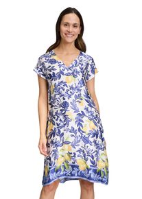Vera Mont Damen Sommerkleid "Vera Mont Sommerkleid mit überschnittenen Ärmeln", blau, modisch, Gr. 38, Satin, Obermaterial: 100% Viskose., Kleider,