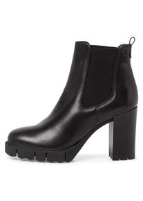 Tamaris Damen Stiefelette, Gr. 36, schwarz, Leder, Elastischer Einsatz, unifarben, elegant, Schuhe, in abgerundeter Form