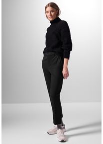 Damen Chinohose, schwarz, casual, Gr. 40, STREET ONE STUDIO, unifarben, Stoff, 74% Viskose, 22% Polyamid, 4% Elasthan, Hosen, High Waist