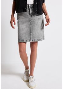 Street One Damen Jeansrock, grau, casual, Gr. 34, unifarben, Web, Obermaterial: 89% Baumwolle, 8% Polyester, 3% Elasthan, Röcke, mit Schmucksteinen