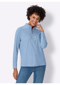 Classic Basics Damen Stehkragenshirt "Langarm-Shirt", blau, Gr. 38, unifarben, 100% Baumwolle, Shirts