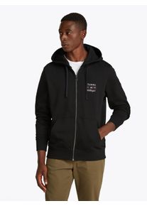 Tommy Hilfiger Herren Kapuzensweatjacke "HILFIGER STACK HOODY ZT", schwarz, casual, Gr. S, Sweatware, Obermaterial: 100% Baumwolle, Sweatjacken