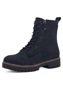 Tamaris Damen Schnürboots, Gr. 38, blau, Nubukleder, modisch, Schuhe, Blockabsatz, Schnürstiefelette mit Zierreißverschluss außen