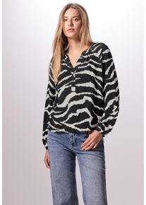 Damen Tunika, grau, casual, Gr. 36, STREET ONE STUDIO, gemustert, Web, 100% Viskose, Tuniken, mit dekorativer Knopfleiste