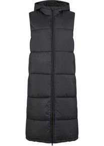 Urban Classics Damen Steppweste "Urban Classics Ladies Long Hooded Puffer Vest", schwarz, Gr. S, 100% Polyester, Westen