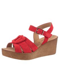 Gabor Damen Keilsandalette, Gr. 41, rot, Ziegenveloursleder, unifarben, modisch, Schuhe, Plateau, Sommerschuh, Riemchensandale mit Best Fitting