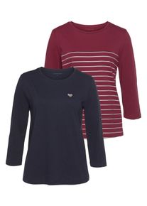 Tom Tailor Damen 3/4-Arm-Shirt, bunt, casual, Gr. S, Jersey, Obermaterial: 100% Baumwolle, Shirts, im Doppel - immer Ringel + uni