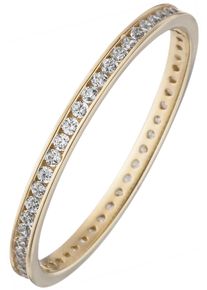 Jobo Damen Fingerring "schmal", 52, Gelbgold 333, gold, Gelbgold 333, Fingerringe, 333 Gold mit Zirkonia rundum