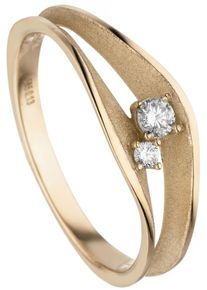 Jobo Damen Fingerring "Ring mit 2 Diamanten", 60, P1 = bei 10-facher Vergrößerung erkennbare Einschlüsse, Gelbgold 585-Diamanten, gelb, Gelbgold 585,