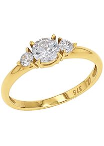 Amor Damen Fingerring "2037419/-20/-21/-22", 52, Gelbgold 375, 1,2mm, gold, Gelbgold 375, Fingerringe, mit Zirkonia (synth.)