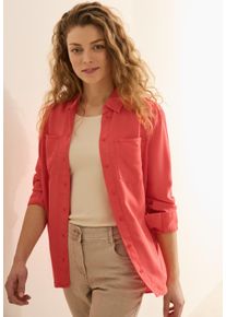 Cecil Damen Langarmbluse, orange, casual, Gr. S, unifarben, Stoff, 100% Lyocell, Blusen, mit Brusttaschen