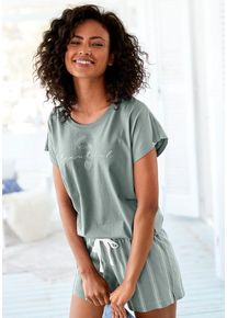 Vivance Dreams Shorty grün Gr. 32/34 für Damen. Rundhals und Druck, Print, Allover-Druck. Bequem. Nachhaltig.