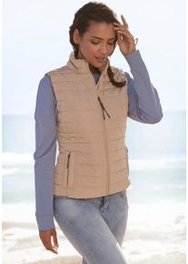 ELBSAND Steppweste beige Gr. M (38) für Damen. Ohne Ausschnitt und Logodruck. Körpernah