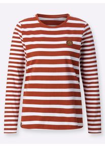 sheego Große Größen Shirt im Ringelmuster, rostrot-weiß-geringelt, Größe 36 - Damen