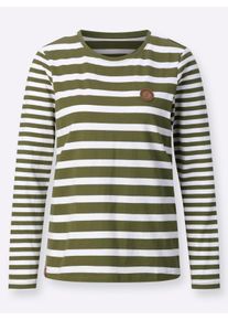 sheego Große Größen Shirt im Ringelmuster, oliv-weiß-geringelt, Größe 38 - Damen