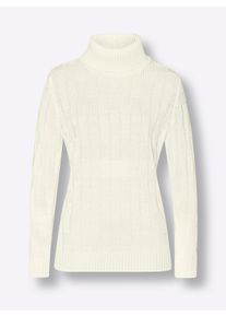 sheego Große Größen Rollkragenpullover mit gerippten Abschlüssen, ecru, Größe 56 - Damen