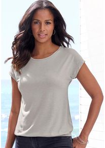 Vivance Rundhalsshirt 'mit dezentem Glitzerdruck' grau Gr. 32/34 für Damen. Mit Rundhals. Bequem