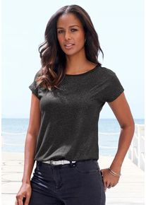 Vivance Rundhalsshirt 'mit dezentem Glitzerdruck' schwarz Gr. 32/34 für Damen. Mit Rundhals. Bequem