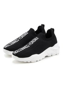 French Connection Sneaker schwarz Gr. 35 für Damen. Mit Logoschriftzug