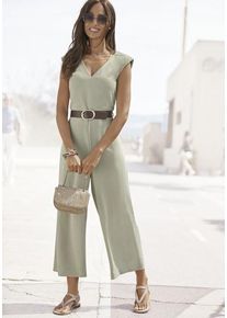 Lascana Overall grün Gr. 34 für Damen. Mit V-Ausschnitt. Figurumspielend