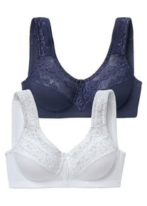 Petite Fleur Entlastungs-BH blau+weiß Gr. 75C. Ohne Bügel. Nachhaltig.